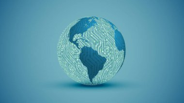 Elektrik devresi olan 3D küre, vektör illüstrasyonu