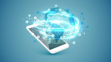 Yüksek detaylı akıllı telefon bağlantı küresi, vektör illüstrasyonu