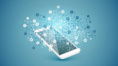 Yüksek detaylı akıllı telefon beyaz bağlantı noktaları, çizgileri ve 