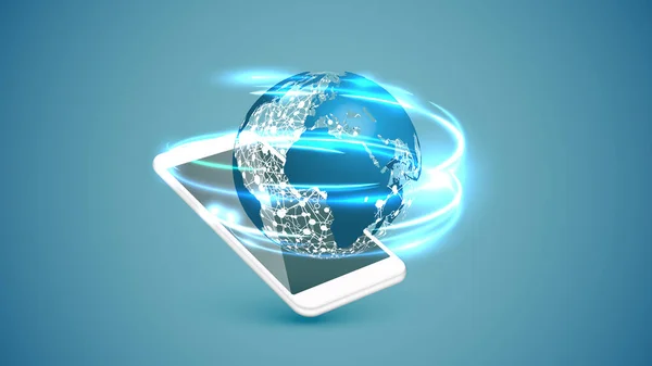 Globe de connexion smartphone haute précision, illustration vectorielle — Image vectorielle