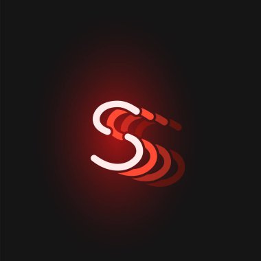 Siyah arkaplanda yansımalı kırmızı neon yazı tipi ve