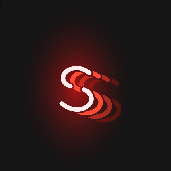 Rood neon karakter lettertype op zwarte achtergrond met reflecties, ve — Stockvector
