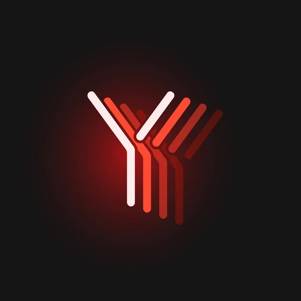 反射と黒の背景に赤いネオン文字のフォント, ve — ストックベクタ
