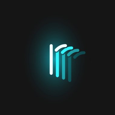 Siyah arkaplanda yansımalı mavi neon yazı tipi, v