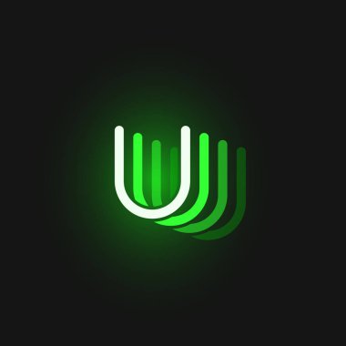 Siyah arkaplanda yansımaları olan yeşil neon yazı tipi, 