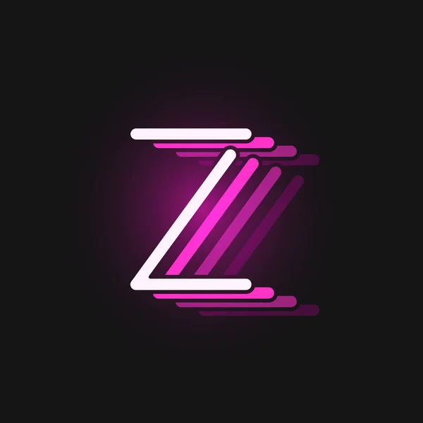 Pink neon karakter lettertype op zwarte achtergrond met reflecties, v — Stockvector