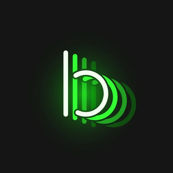 Groen neon lettertype op zwarte achtergrond met reflecties, — Stockvector
