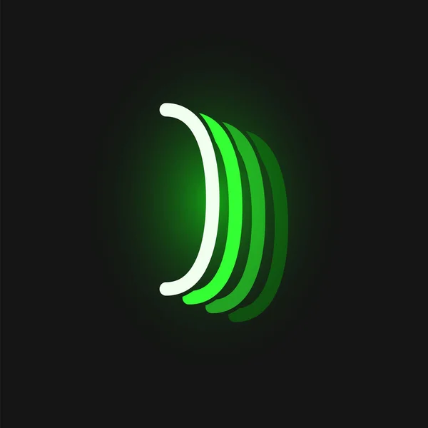 Groen neon lettertype op zwarte achtergrond met reflecties, — Stockvector
