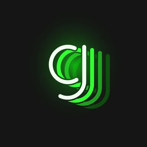 Polices vert néon sur fond noir avec reflets , — Image vectorielle