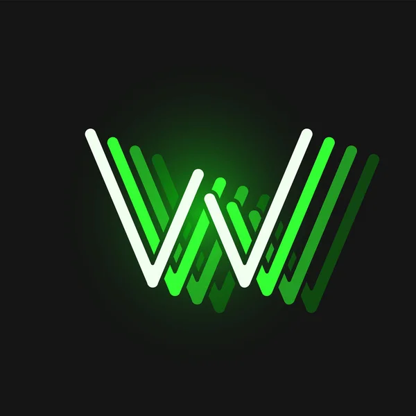 Zöld neon karakter betűtípus fekete háttér reflexiók, — Stock Vector