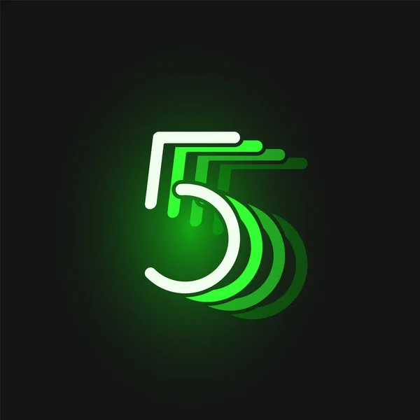Πράσινο νέον χαρακτήρα γραμματοσειρά σε μαύρο φόντο με αντανακλάσεις, — Διανυσματικό Αρχείο