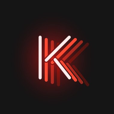 Siyah arkaplanda yansımalı kırmızı neon yazı tipi ve