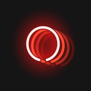 Siyah arkaplanda yansımalı kırmızı neon yazı tipi ve