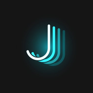 Siyah arkaplanda yansımalı mavi neon yazı tipi, v