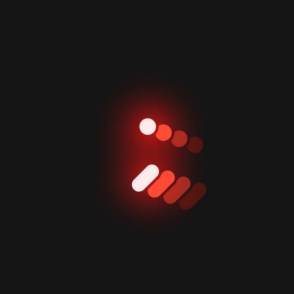 黑色背景上有反光的红色霓虹灯字符字体 — 图库矢量图片