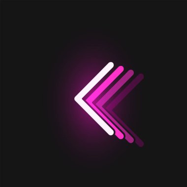 Siyah arkaplanda yansımalı pembe neon yazı tipi, v
