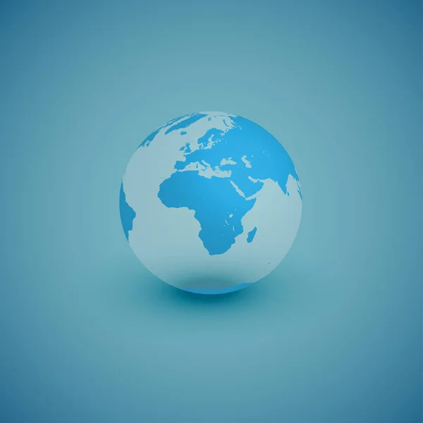 Light world globe map on blue background, vector illustration — Stock Vector
