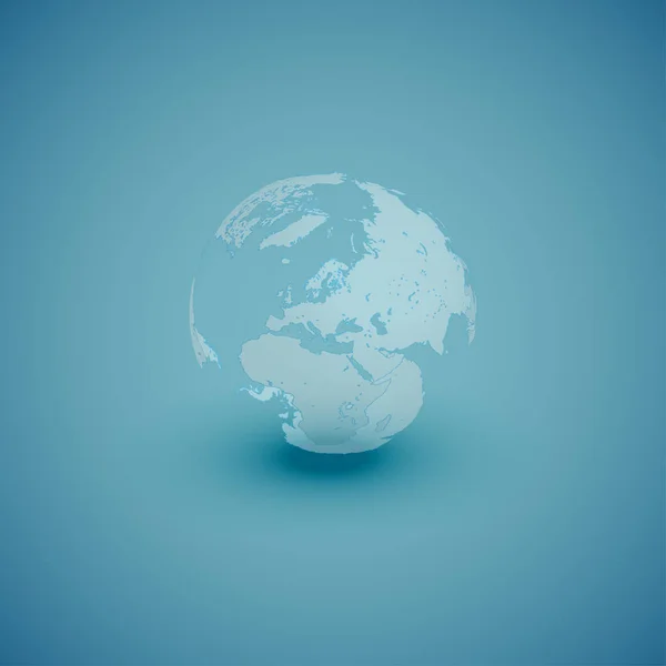 Mapa do globo mundial de luz sobre fundo azul, ilustração vetorial — Vetor de Stock