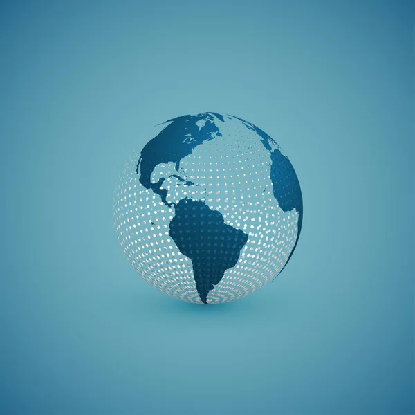 Desen küreli mavi küre haritası, vektör illüstrasyonu — Stok Vektör