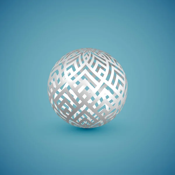 Sphère de motif blanc abstrait, illustration vectorielle — Image vectorielle
