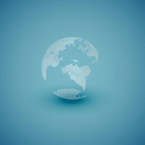 Licht Weltkugelkarte auf blauem Hintergrund, Vektorillustration — Stockvektor