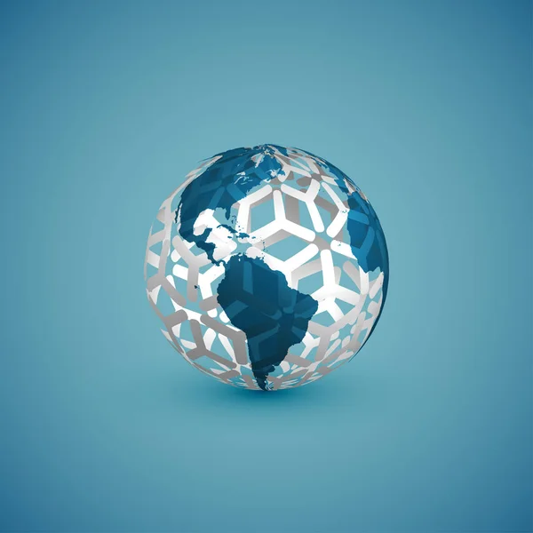 Blue globe map with pattern sphere, vector illustration — Stock Vector