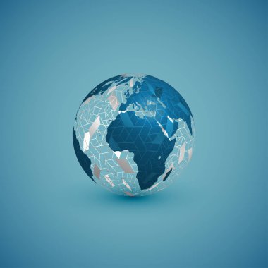 Desen küreli mavi küre haritası, vektör illüstrasyonu