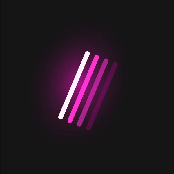 Rózsaszín neon karakter betűtípus fekete háttér reflexiók, v — Stock Vector