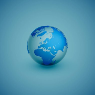 Mavi arkaplanda ışık dünyası haritası, vektör illüstrasyonu