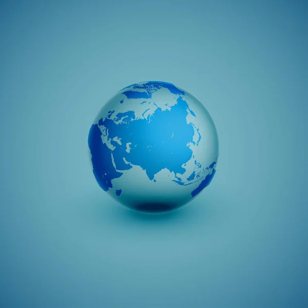 Mapa do globo mundial de luz sobre fundo azul, ilustração vetorial — Vetor de Stock