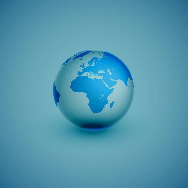 Mappa del mondo chiaro su sfondo blu, illustrazione vettoriale — Vettoriale Stock
