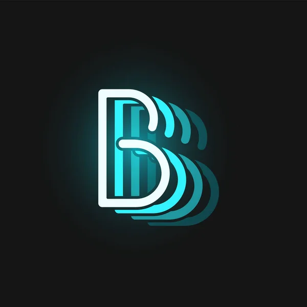 Polices de caractères néon bleu sur fond noir avec reflets, v — Image vectorielle