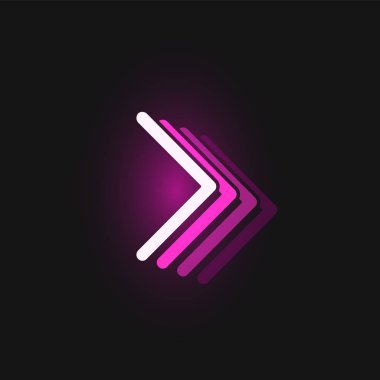 Siyah arkaplanda yansımalı pembe neon yazı tipi, v