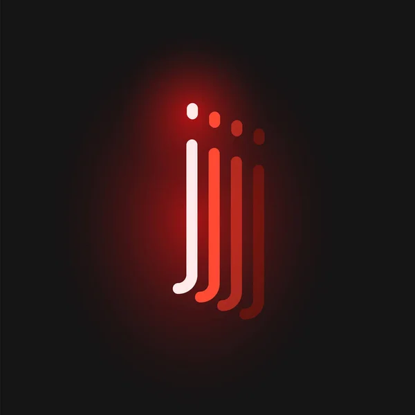 Polices de caractères néon rouge sur fond noir avec reflets, ve — Image vectorielle