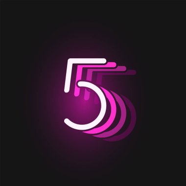 Siyah arkaplanda yansımalı pembe neon yazı tipi, v