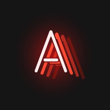 Siyah arkaplanda yansımalı kırmızı neon yazı tipi ve