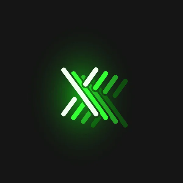 Polices vert néon sur fond noir avec reflets , — Image vectorielle