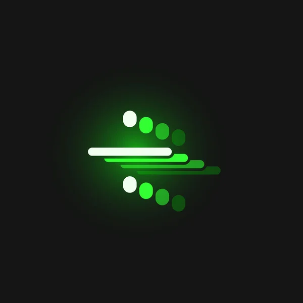 Zelené neonové písmo na černém pozadí s odrazy, — Stockový vektor
