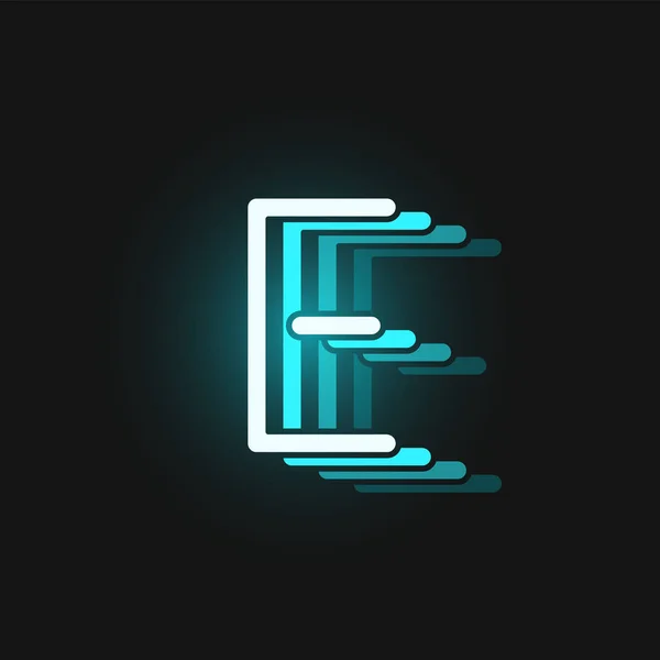 Μπλε neon γραμματοσειρά χαρακτήρα σε μαύρο φόντο με αντανακλάσεις, v — Διανυσματικό Αρχείο