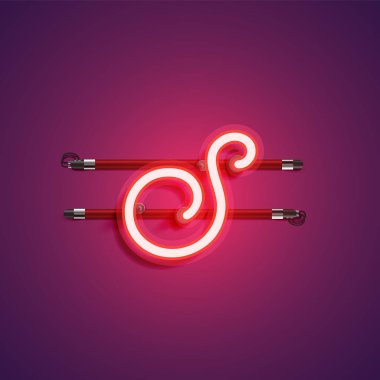 Mor / kırmızı renkli neon karakter, vektör illüstrasyonu