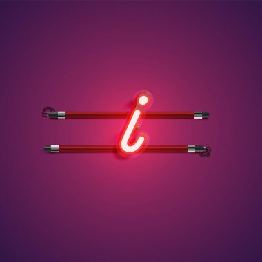 Mor / kırmızı renkli neon karakter, vektör illüstrasyonu