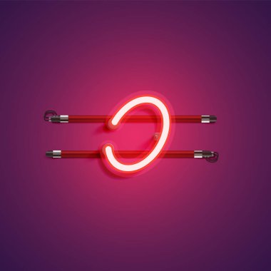 Mor / kırmızı renkli neon karakter, vektör illüstrasyonu