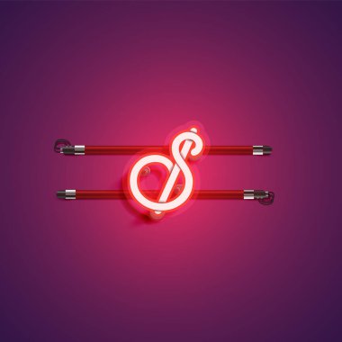 Mor / kırmızı renkli neon karakter, vektör illüstrasyonu