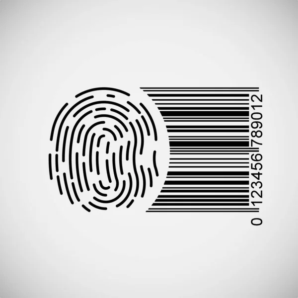 Fingerabdruck mit Barcode, Vektorabbildung — Stockvektor