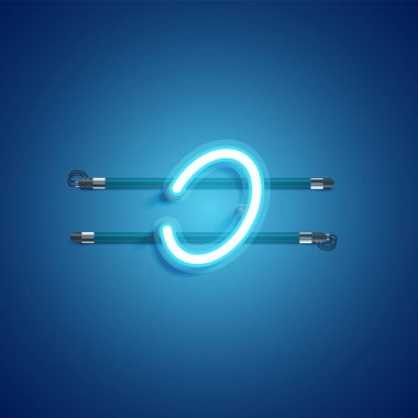 Mavi renkli neon karakter, vektör illüstrasyonu