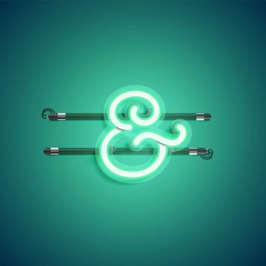 Yeşil neon karakter, vektör çizimi