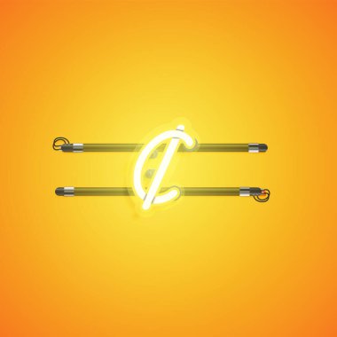 Sarı neon karakter, vektör çizimi