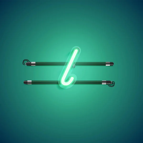 Caractère néon vert, illusion vectorielle — Image vectorielle