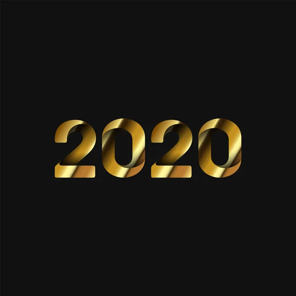 Ouro e dobrado '2020' para o ano novo, ilustração vetorial —  Vetores de Stock