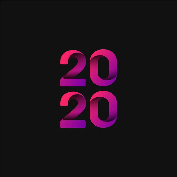 ピンクと折り畳まれた「 2020 」新年のために、ベクトルイラスト — ストックベクタ